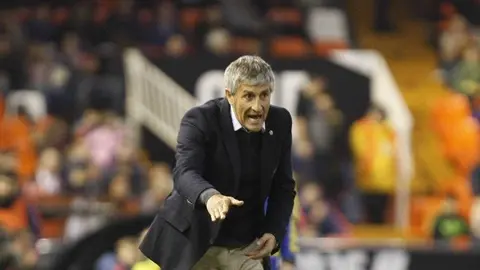 Quique Setien durante el partido de Copa