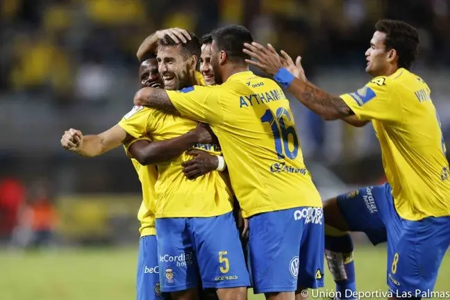 Jugadores de la UD celebrando un gol esta temporada
