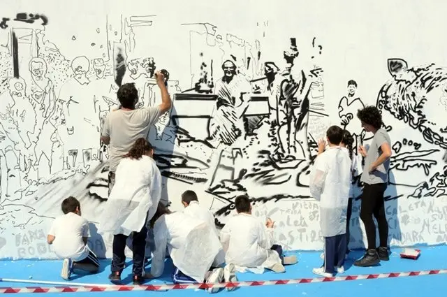 160413-Mural-san-Cristobal-Tono-Cruz-con-escolares